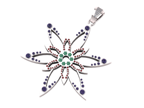 3D Printable Floral Star Pendant 3Dプリントモデル