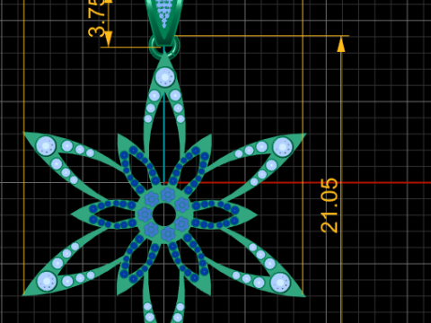 3D Printable Floral Star Pendant 3Dプリントモデル
