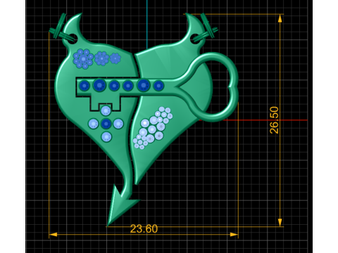 3D Printable Key Heart Pendant Modello di stampa 3D