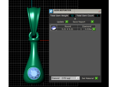 Emerald Drop Pendant 3D Printable model Model Cetak 3D