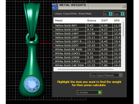 Emerald Drop Pendant 3D Printable model Model Cetak 3D