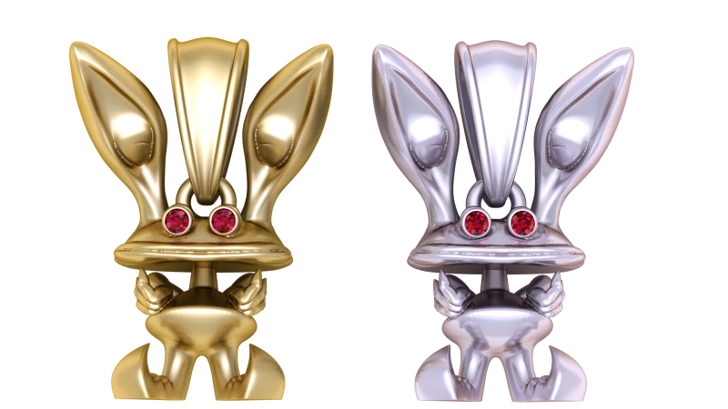Great Ear Bunny Pendant 3D PRINTABLE MODEL 3Dプリントモデル .c4d .max .obj .3ds .fbx .stl .blend