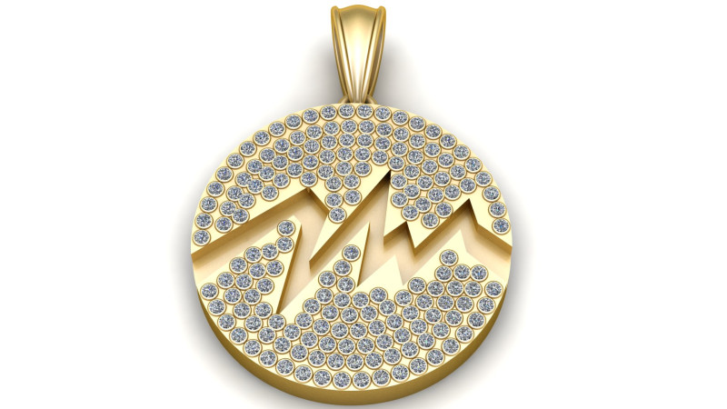 Alpine Brilliance 3D Printable Diamond-Cut Mountain Pendant 3D Print Model .c4d .max .obj .3ds .fbx .stl .blend