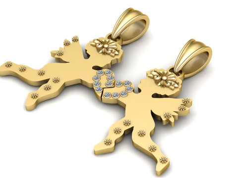 Angel Couple Pendant 3D Printable Jewelry Model 3D Print Model