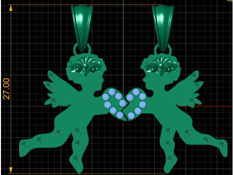 Angel Couple Pendant 3D Printable Jewelry Model 3D Print Model
