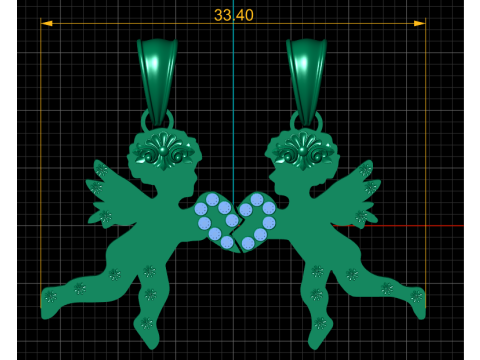 Angel Couple Pendant 3D Printable Jewelry Model 3D Print Model