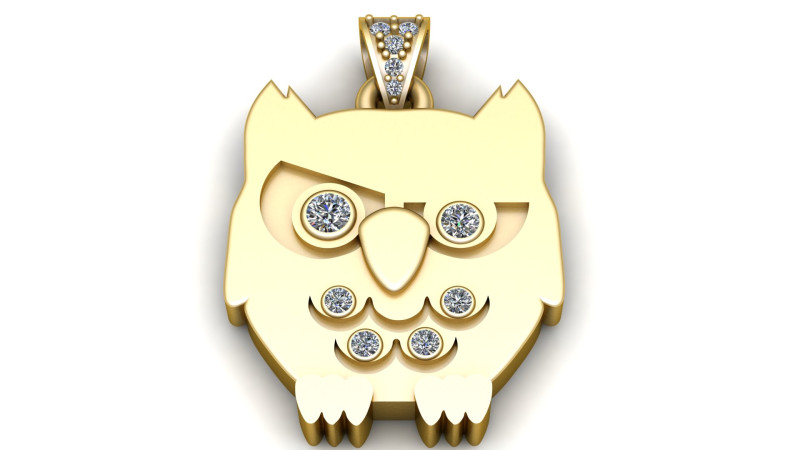 Owl Pendant 3D Printable Jewelry Model Modello di stampa 3D .c4d .max .obj .3ds .fbx .stl .blend