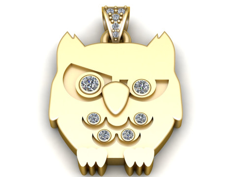 Owl Pendant 3D Printable Jewelry Model Modello di stampa 3D