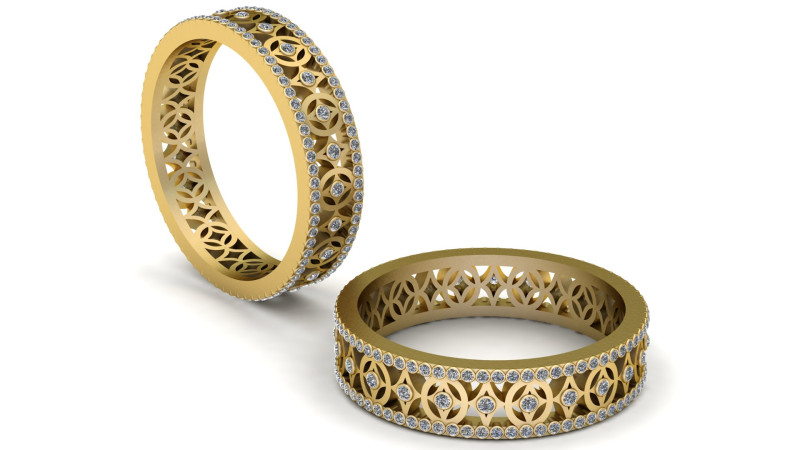 Diamond Pattern Ring 3D Printable Jewelry Model 3D printmodel .c4d .max .obj .3ds .fbx .stl .blend 