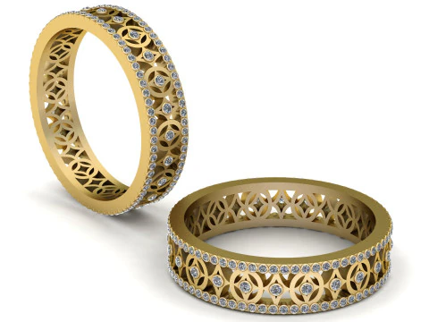 Model Perhiasan Cetak 3D Cincin Pola Berlian Model Cetak 3D