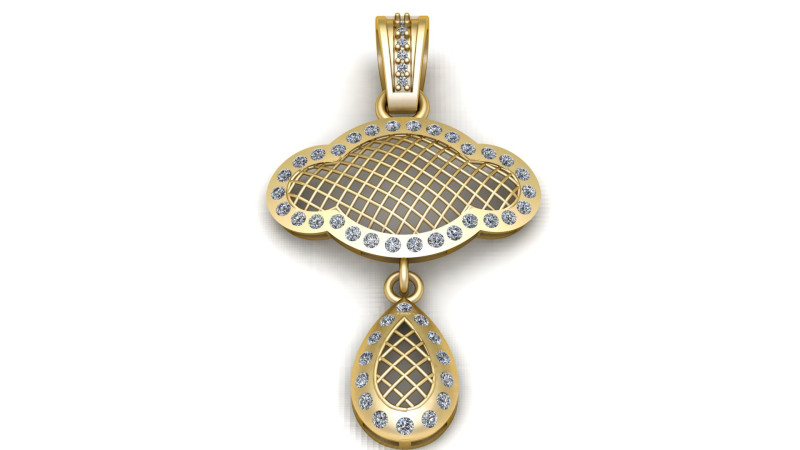 Gold Drop Pendant 3D Printable Model 3D Print Model .c4d .max .obj .3ds .fbx .stl .blend