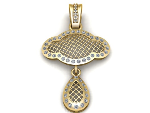 Gold Drop Pendant 3D Printable Model Modèles 3D en vedette