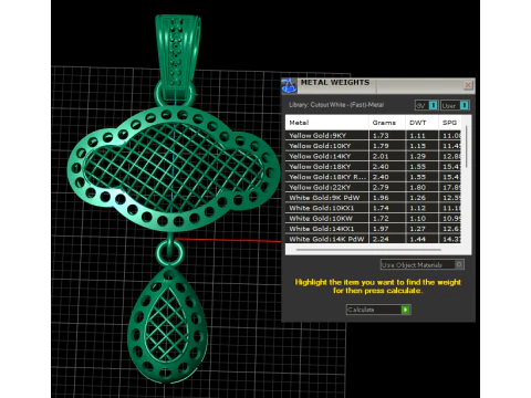 Gold Drop Pendant 3D Printable Model 3D Print Model