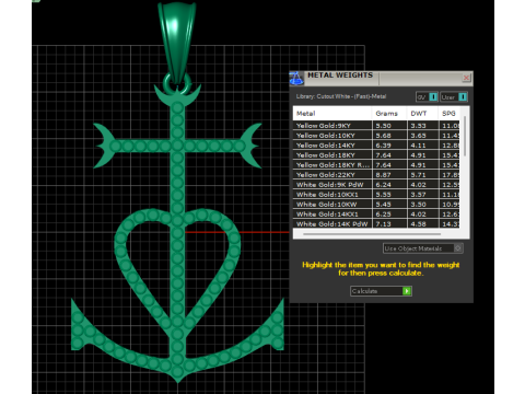 Gold Anchor Cross Heart Pendant 3D Printable Model Modello di stampa 3D