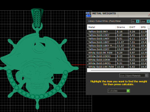 Pirate Skull Steering Wheel Gold Pendant 3D Printable Jewelry Model 3D Print Model