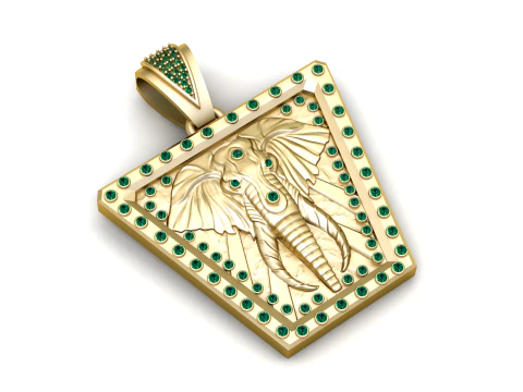 Modelo para impress&atilde;o 3D de pingente de elefante Modelo de Impressão 3D