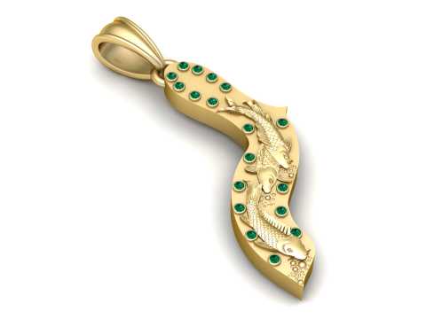 Running Fish Pendant 3D Printable Model 3D Принт Модель