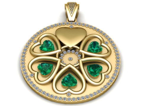 Elegant Heart Clover Medallion Pendant 3D Printable Jewelry Model 3D Принт Модель