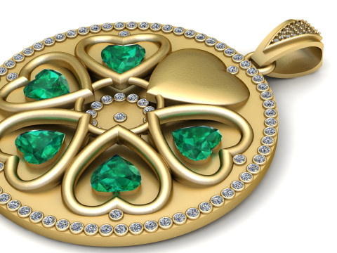 Elegant Heart Clover Medallion Pendant 3D Printable Jewelry Model Modello di stampa 3D