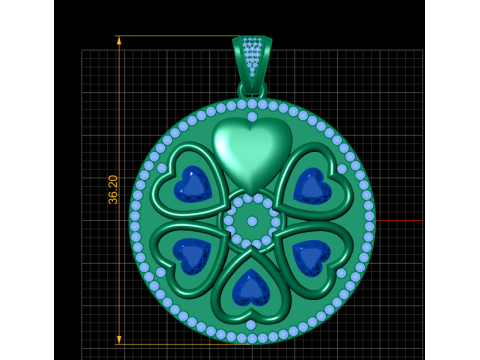 Elegant Heart Clover Medallion Pendant 3D Printable Jewelry Model Modello di stampa 3D