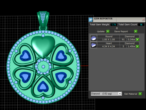 Elegant Heart Clover Medallion Pendant 3D Printable Jewelry Model Modello di stampa 3D