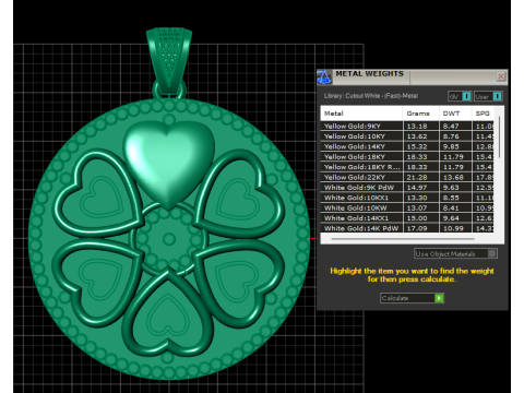 Elegant Heart Clover Medallion Pendant 3D Printable Jewelry Model Modello di stampa 3D