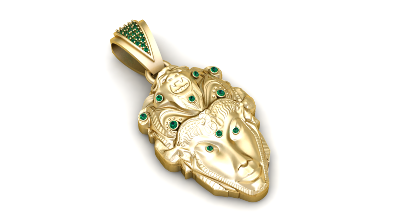 Green Man Pendant 3D Printable Model Description Model do druku 3D .c4d .max .obj .3ds .fbx .stl .blend 