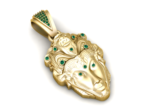 Green Man Pendant 3D Printable Model Description Modello di stampa 3D