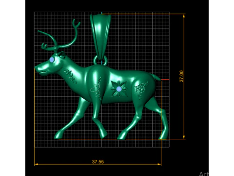 Running Deer Pendant 3D Printable Model 3D Print Model