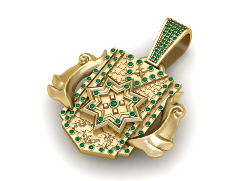 Hexagon Masonic Pendant 3D Printable Model Modelo de Impressão 3D