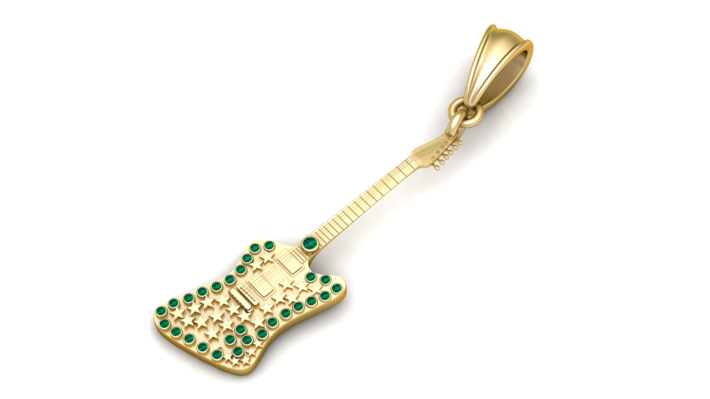 Rock Guitar Pendant 3D Printable Mode Modello di stampa 3D .c4d .max .obj .3ds .fbx .stl .blend 