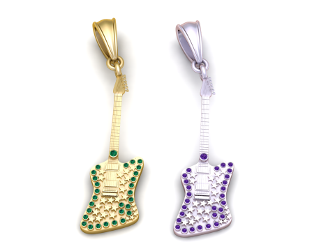 Rock Guitar Pendant 3D Printable Mode Modello di stampa 3D