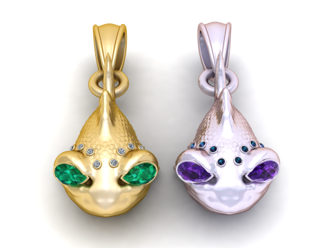 Fish Animal Pendant 3D Printable Model Modèles 3D en vedette