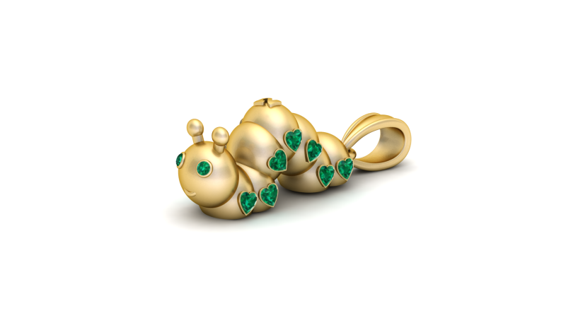 Caterpillar Happy Pendant 3D Printable Model 3D Baskı Modeli .c4d .max .obj .3ds .fbx .stl .blend 