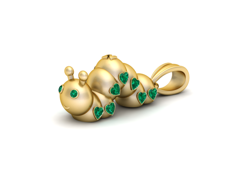 Caterpillar Happy Pendant 3D Printable Model 3D 打印模型