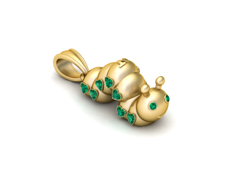 Caterpillar Happy Pendant 3D Printable Model 3D Baskı Modeli