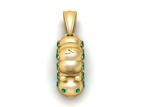 Caterpillar Happy Pendant 3D Printable Model 3D Baskı Modeli