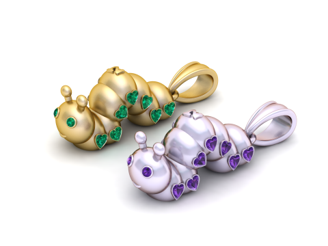Caterpillar Happy Pendant 3D Printable Model 3D Baskı Modeli
