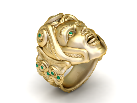 Man Face Ring 3D Printable Model 3D प्रिंट मॉडल