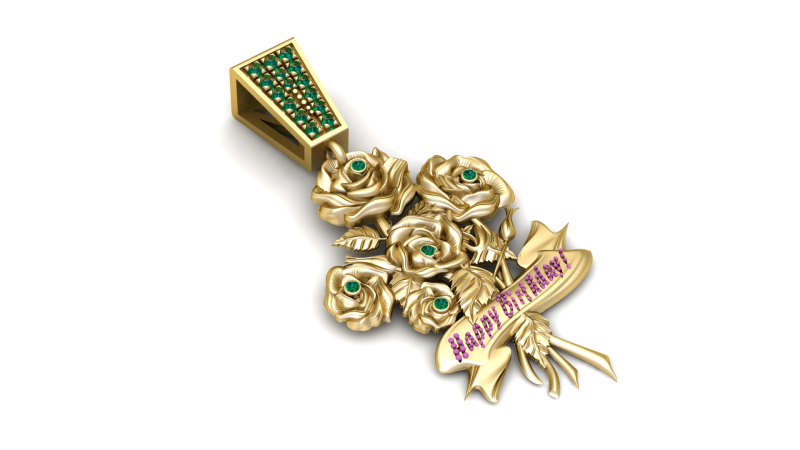 Rose Flower Pendant 3D Printable Mode 3D Print Model .c4d .max .obj .3ds .fbx .stl .blend 