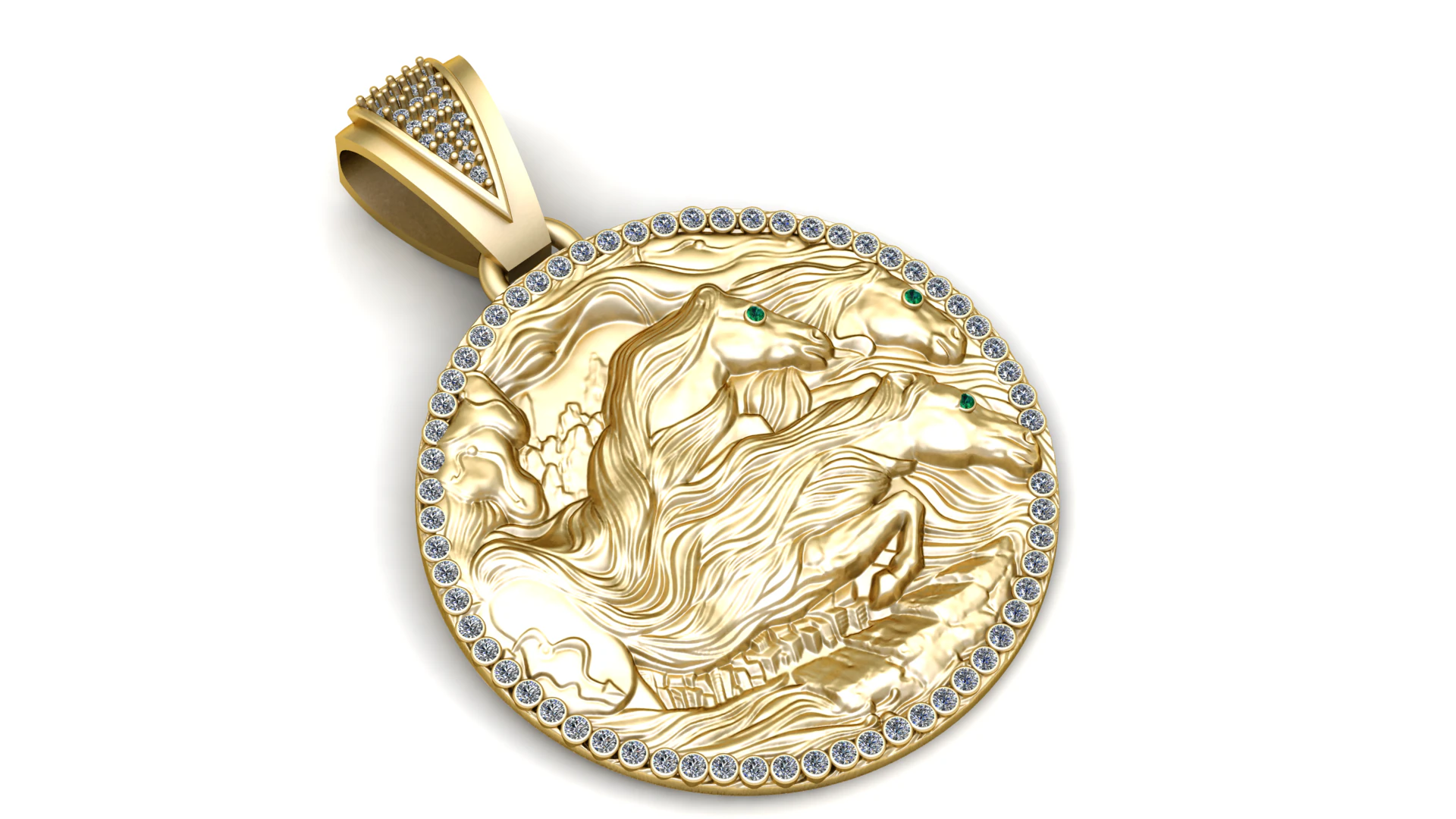 Running Horses Pendant 3D Printable Model 3D Print Model .c4d .max .obj .3ds .fbx .stl .blend