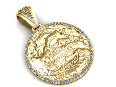 Running Horses Pendant 3D Printable Model 3D 프린트 모델