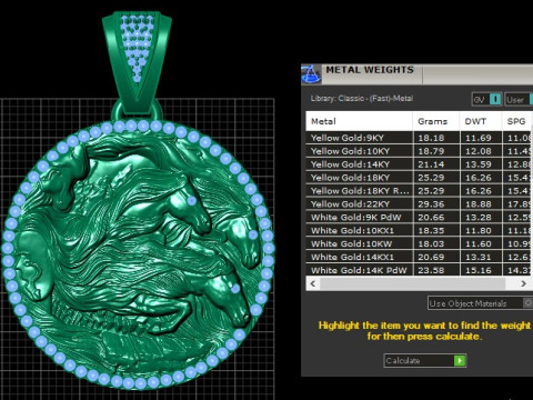 Running Horses Pendant 3D Printable Model Modelo de impresión 3D
