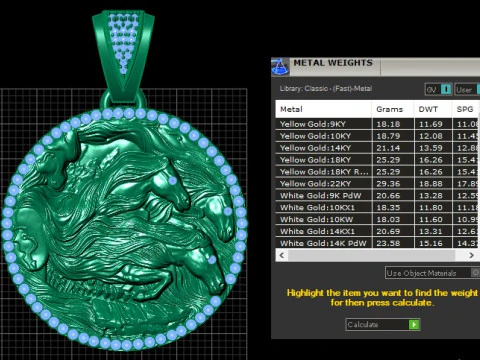 Running Horses Pendant 3D Printable Model 3D Print Model