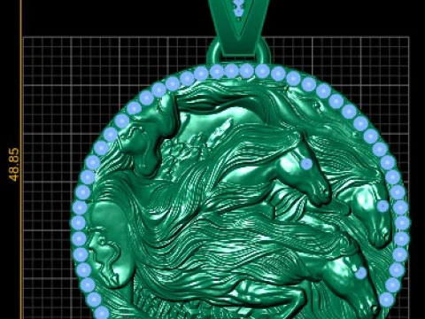 Running Horses Pendant 3D Printable Model 3D Print Model