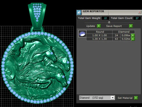 Running Horses Pendant 3D Printable Model 3D Print Model