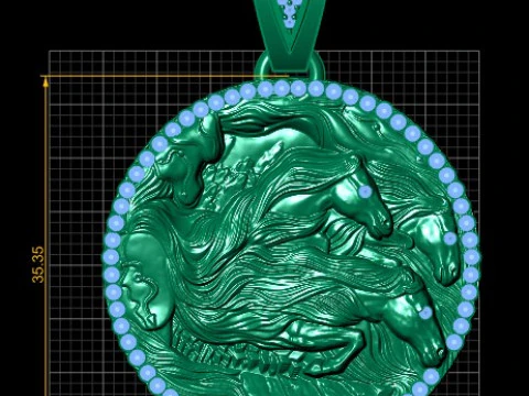 Running Horses Pendant 3D Printable Model 3D Print Model
