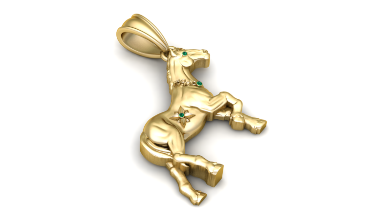 Elegant Horse Pendant 3D Printable Model Model Cetak 3D .c4d .max .obj .3ds .fbx .stl .blend