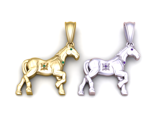 Elegant Horse Pendant 3D Printable Model Model Cetak 3D
