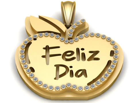 Pendentif coeur Feliz Dia mod&egrave;le imprimable en 3D Modèles 3D en vedette